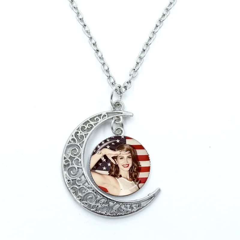 J'aime Luna Vintage artistique rétro Photo chanteur Lana Del Rey dôme en verre Cabochon croissant de