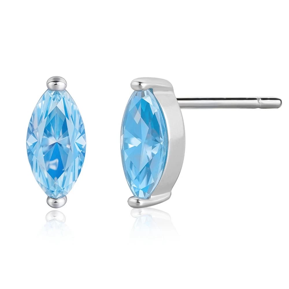 Vinregem 4*8 MM 0.5CT Marquise coupe aigue-marine pierres précieuses simples boucles d'oreilles 100%