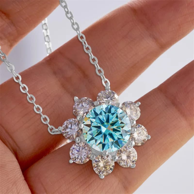 Colliers Solitaire Moissanite 9 carats, pendentif en argent, chaîne originale en argent 925 véritabl