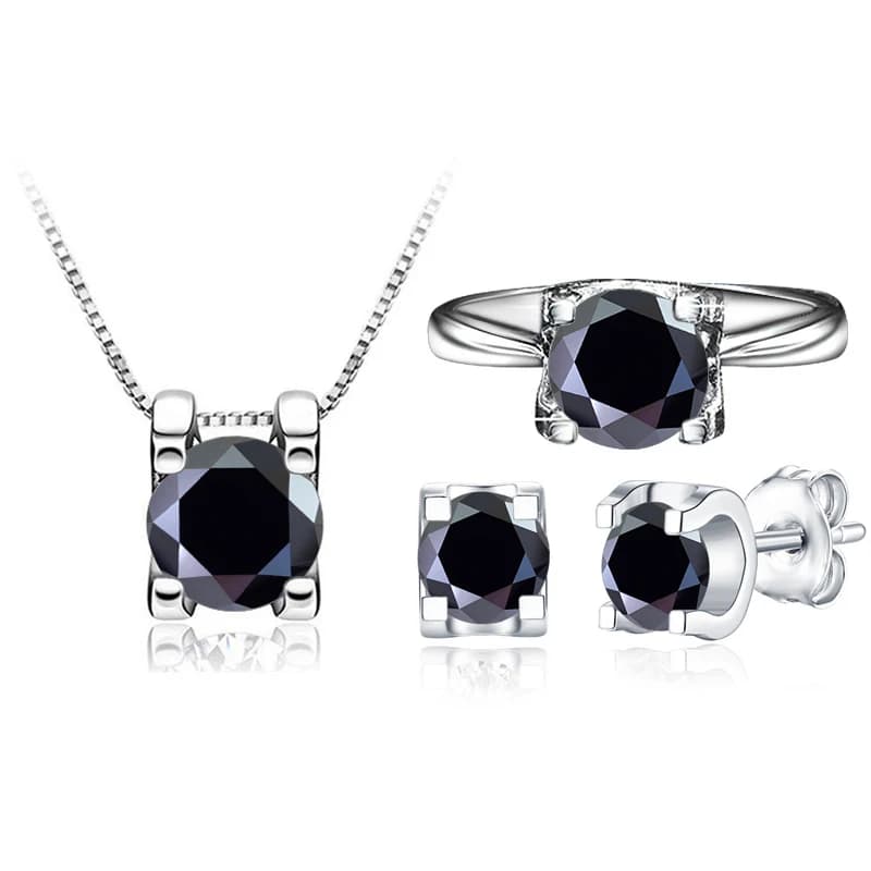 JoyceJelly Ensemble de bijoux en moissanite 1 carat couleur D VVS, boucles d'oreilles, bague et coll