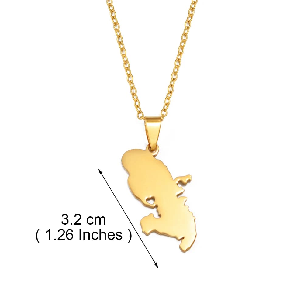 Colliers Pendentifs Cœur Carte de la Martinique Tambour Traditionnel Réunion Ibis Sacré Femme Acier 