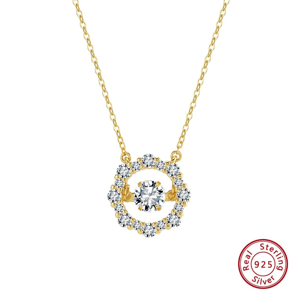 KISS MANDY – collier avec pendentif tournesol exquis en argent 925, diamant Moissanite certifié, col