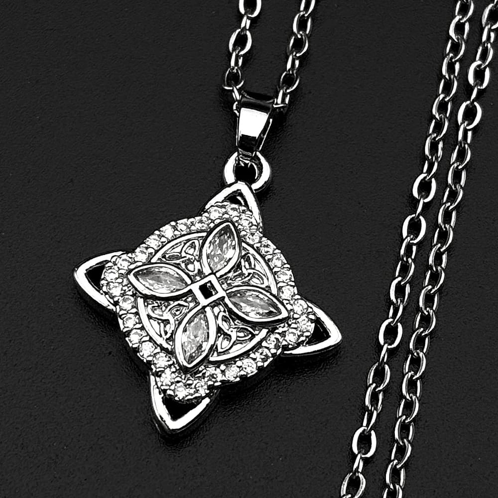 Collier porte-bonheur nœud de sorcière celtique pour femmes et hommes, en acier inoxydable couleur o