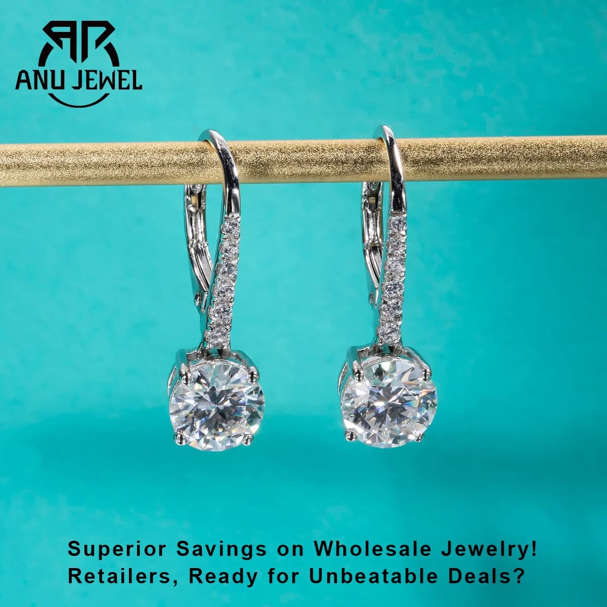 AnuJewel 1 Carat D couleur Moissanite balancent goutte 925 boucles d'oreilles en argent Sterling ave