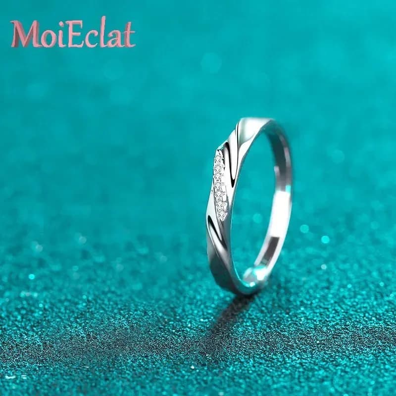 Bagues de Couple en platine gravée Pt950 pour hommes et femmes, bande d'amant de diamant Moissanite 