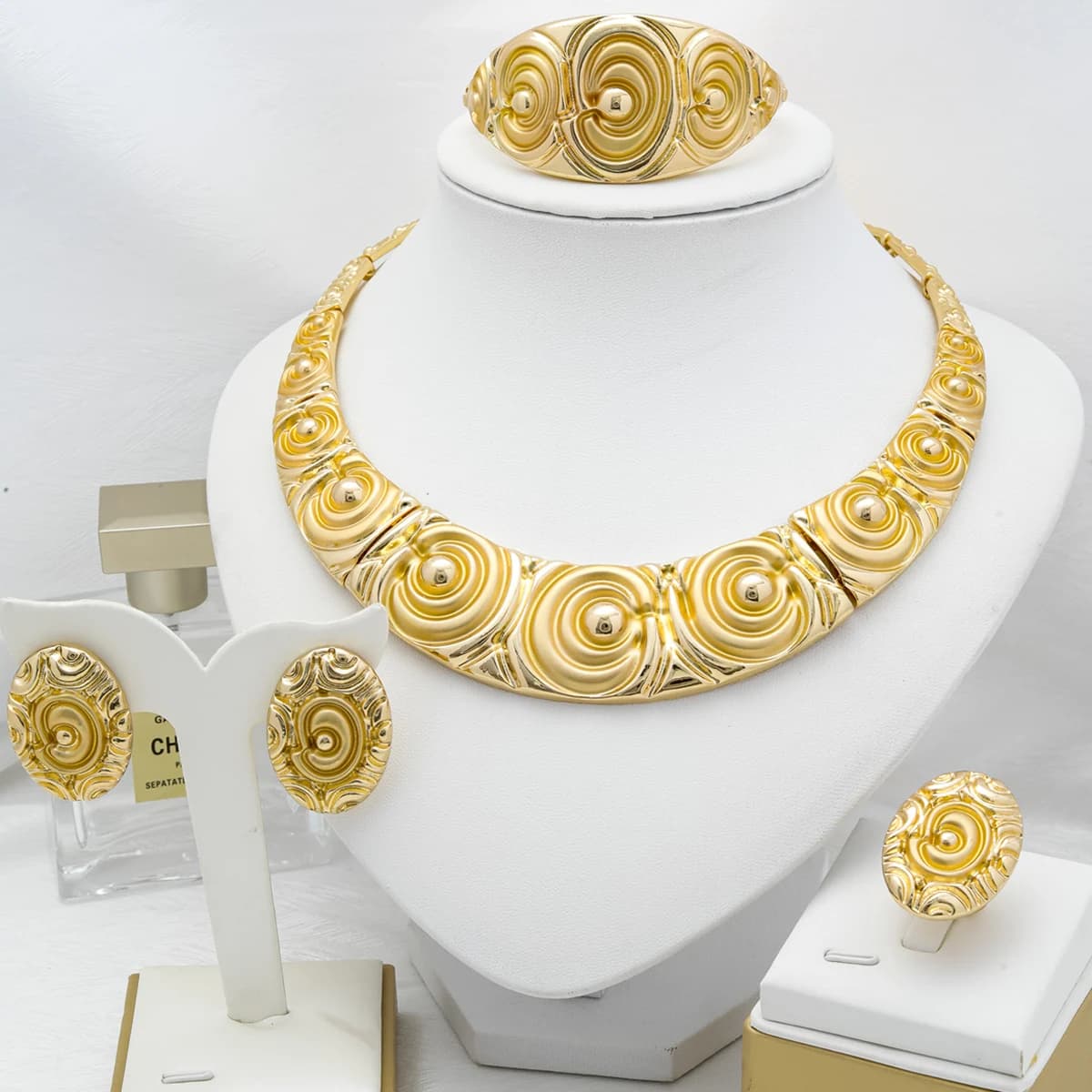Ensembles de bijoux de mariage pour femmes, mode africaine dubaï, plaqué or 18 carats, grand collier
