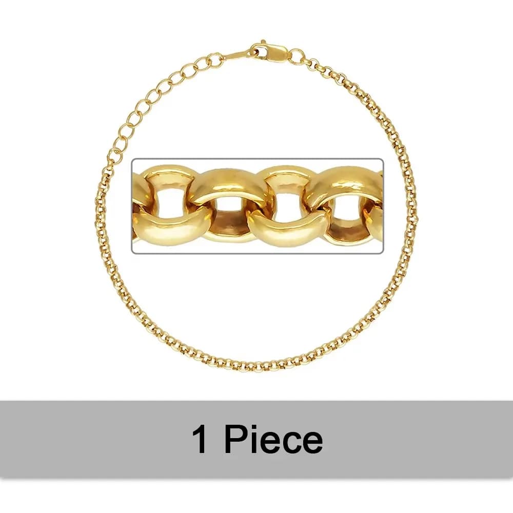 Bracelet chaîne Rolo rempli d'or 14K, 2.5mm, étanche, délicat, sans ternissement, accessoire de bijo