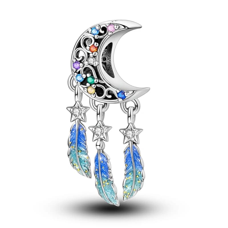 Breloques attrape-rêves étoile et lune en argent sterling 925 pour femmes, compatibles avec les brac