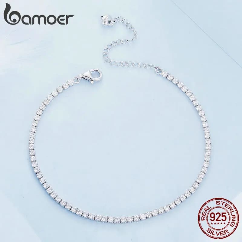 Bamoer – Bracelet de Tennis en argent Sterling 925, en Zircon complet, Unique, Design complet, bijou