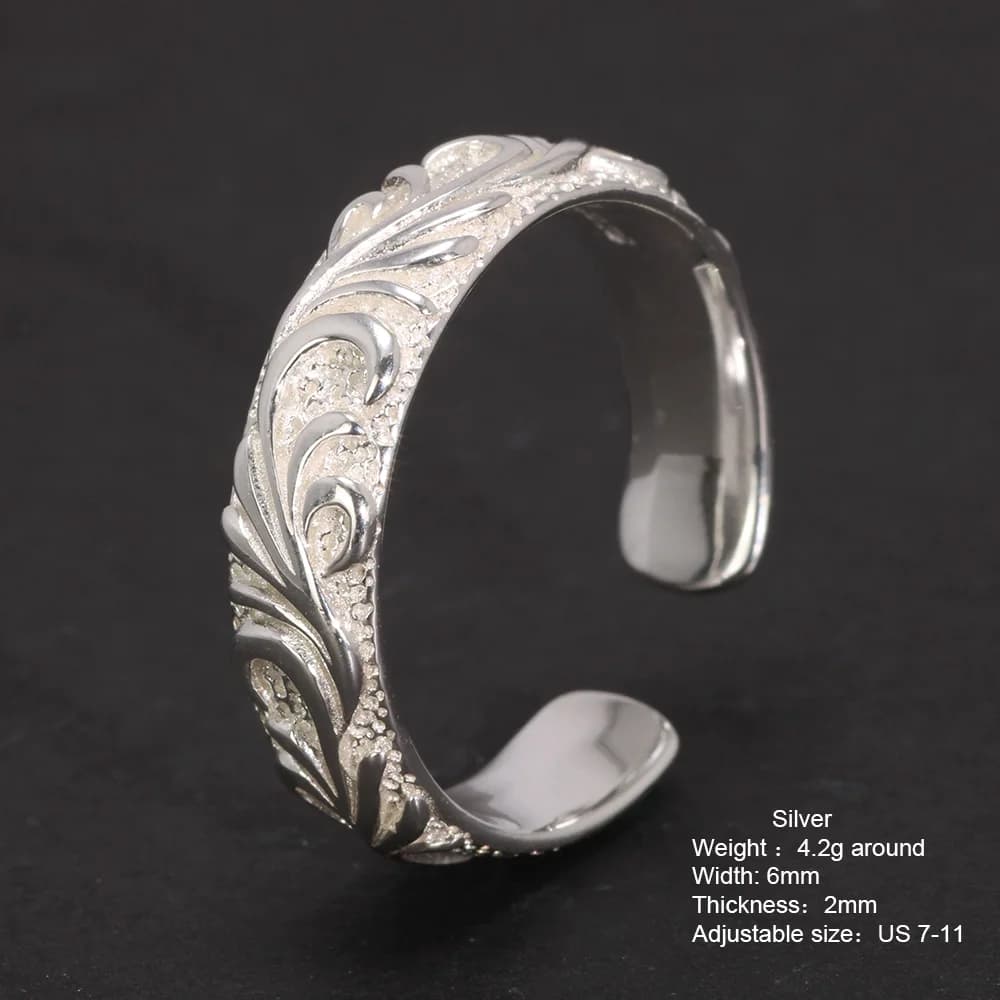 Bague de vigne éternelle en argent Sterling 925 pur pour hommes et femmes, taille réglable 7-11, bij