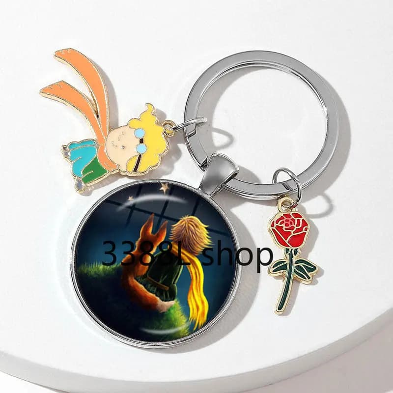 Porte-clés créatif en alliage avec pendentif Petit Prince et rose, bijou populaire, cadeau pour la f