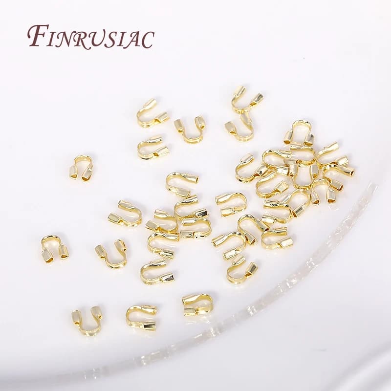 Protecteur de fil plaqué or 18K pour bijoux, 100 pièces/lot, protecteurs de gardien de fil, boucles,