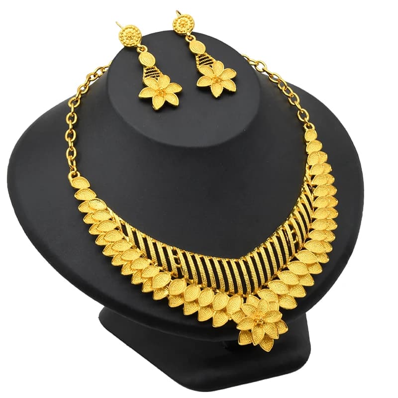 ANIID nigérian couleur or ensemble de bijoux pour femmes indien collier rond boucle d'oreille africa