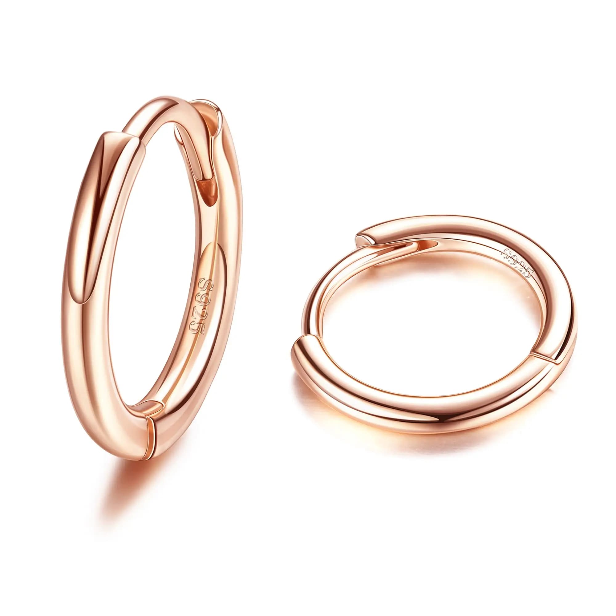 Fansilver 925 boucles d'oreilles Huggie en argent Sterling pour femmes plaqué or 18 carats hypoaller