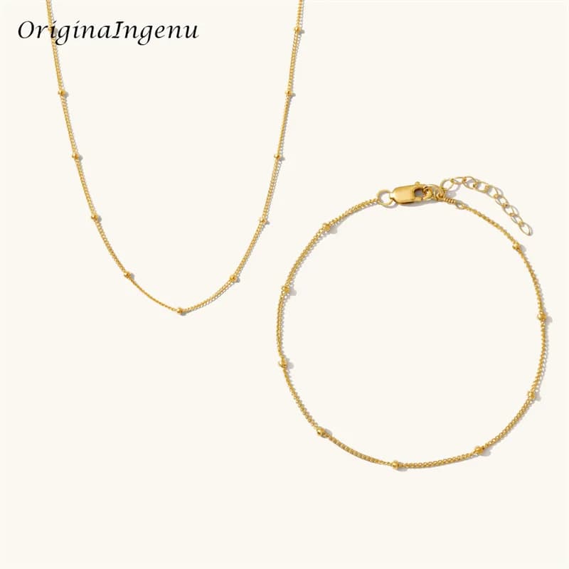 Ensemble de bijoux satellite rempli d'or 14 carats pour femmes, bracelet en dentelle exquis, minimal