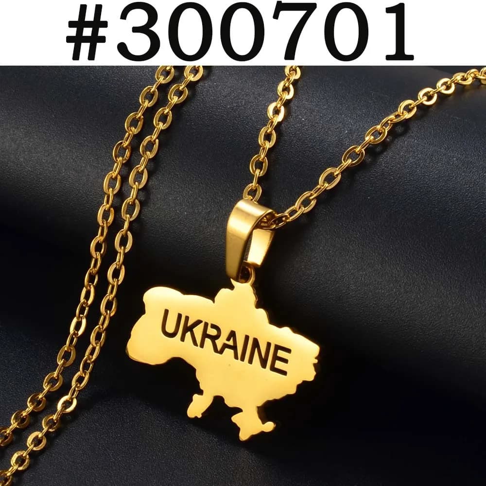 Anniyo-Collier pendentif en acier inoxydable, carte de l'Ukraine, croix Kyobserver, 21e contours, at