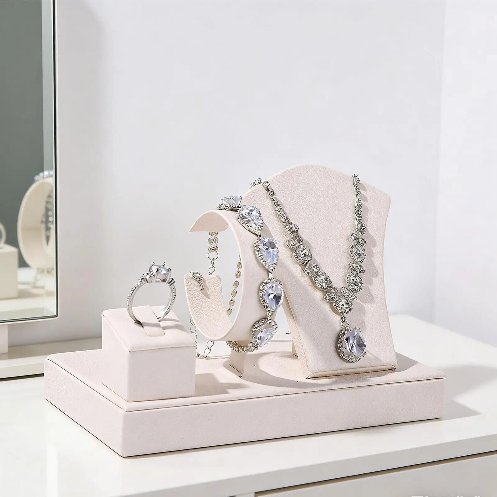 Ensemble de présentoirs à bijoux, support de présentation de colliers en cuir PU, organisateur de br