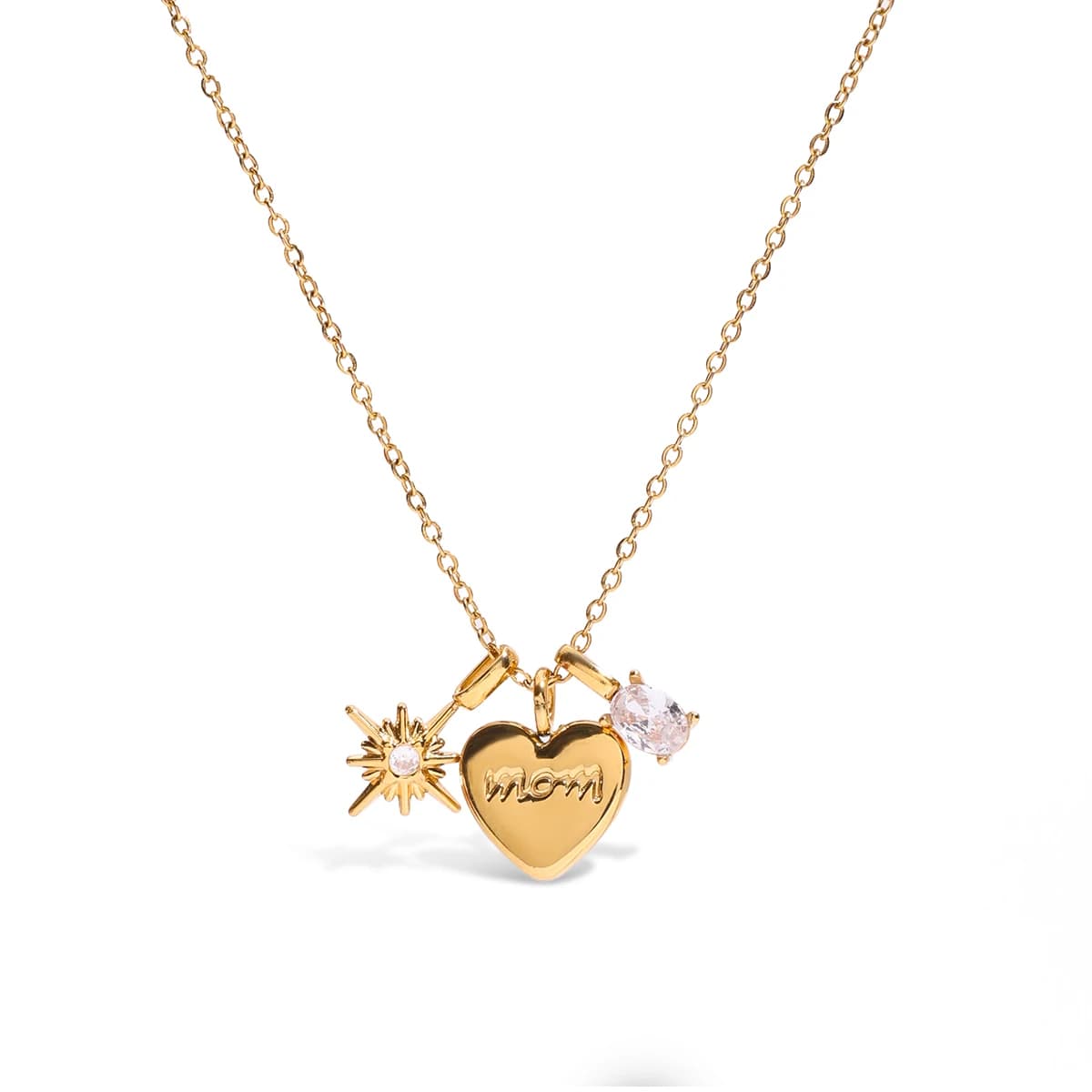 Yori – collier avec pendentif en forme de cœur pour maman, délicat et brillant, plaqué or 18 carats,