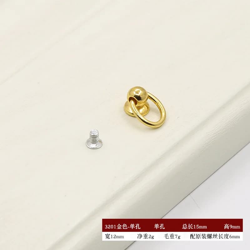 Petite poignée de boîte à bijoux, trou unique, rond, exquis, artisanat doré, gemme, planche de Chi, 