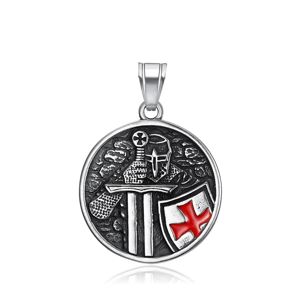 Pendentif croix chevaliers templiers vintage pour hommes, collier croix punk, acier inoxydable, bijo