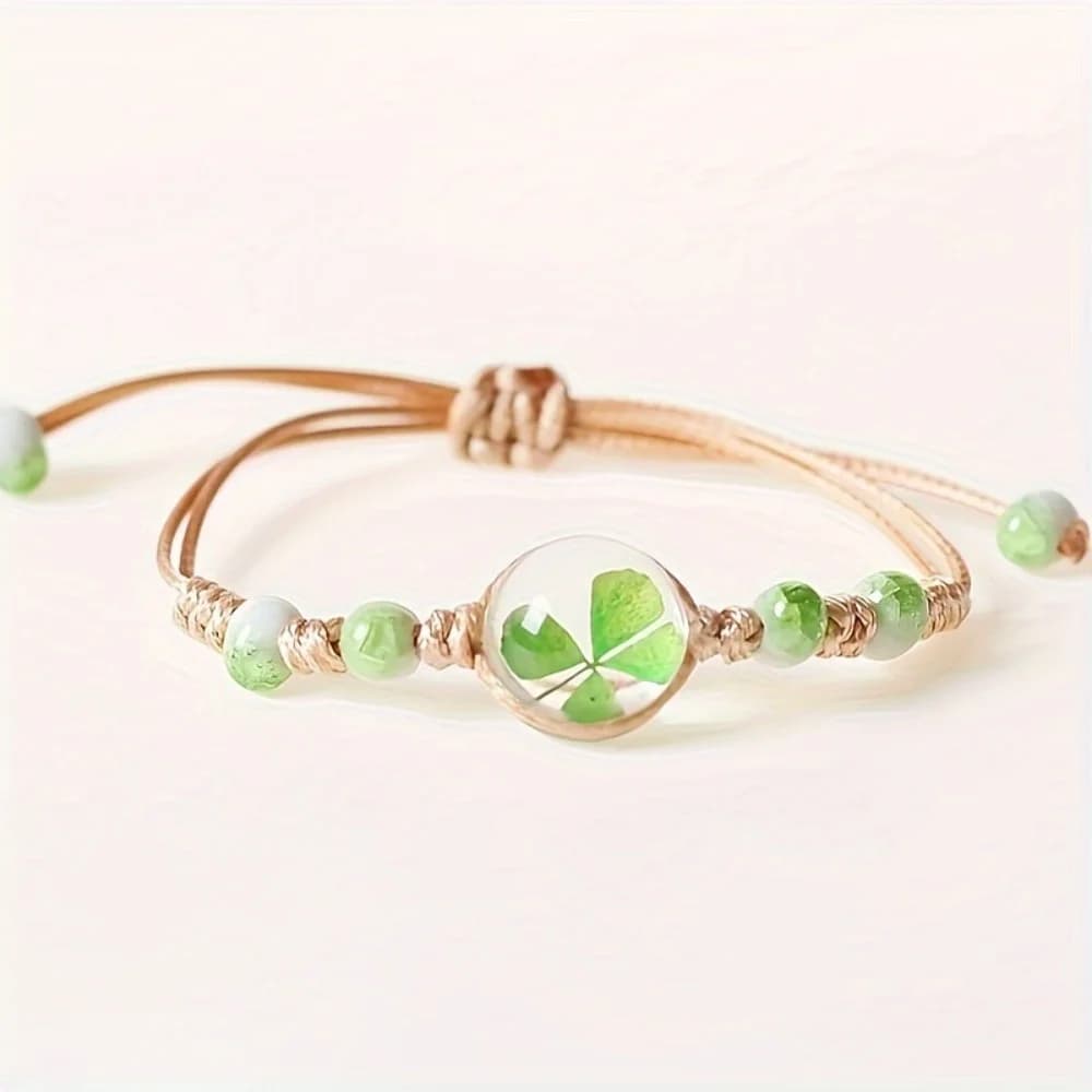 Nouveau Bracelet en céramique bijoux fleur séchée herbe porte-bonheur étoile Simple Bracelet tissage