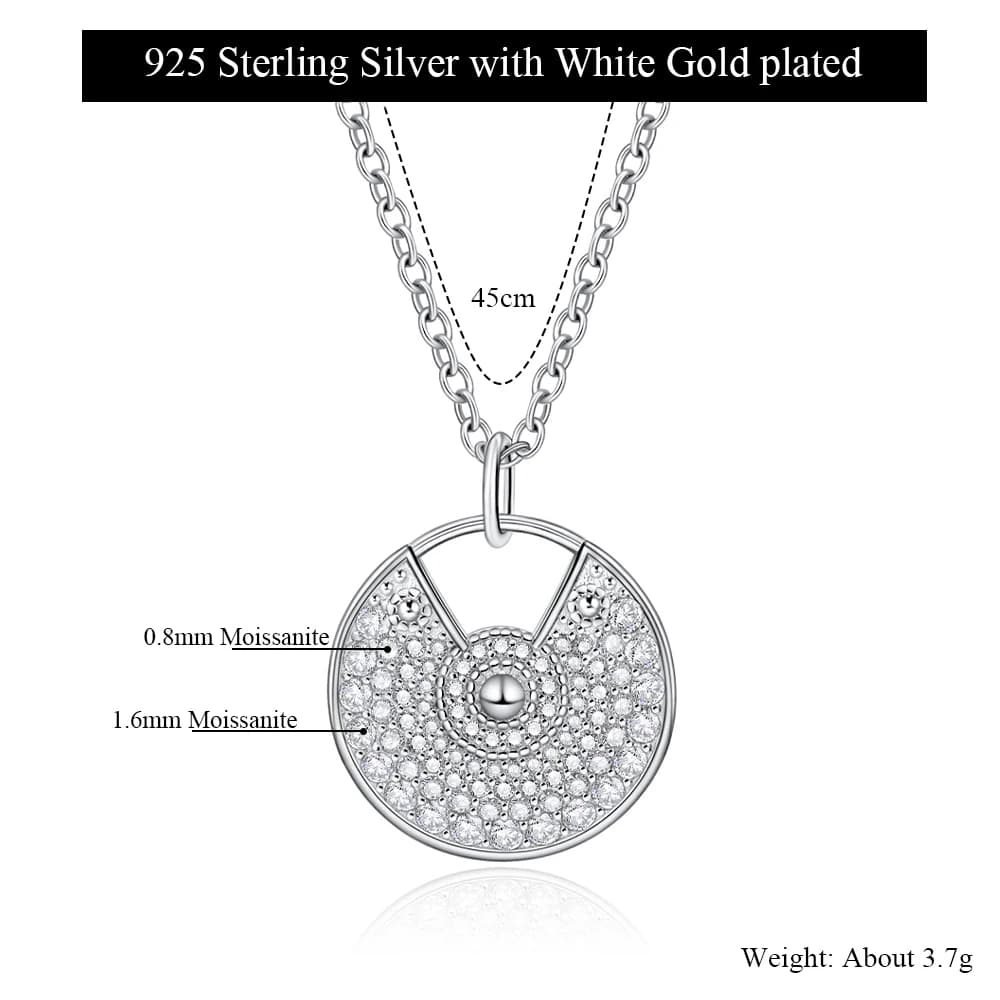Collier pendentif en moissanite Pretty Beauty, argent sterling S925 pour femmes, plaqué or blanc, ch