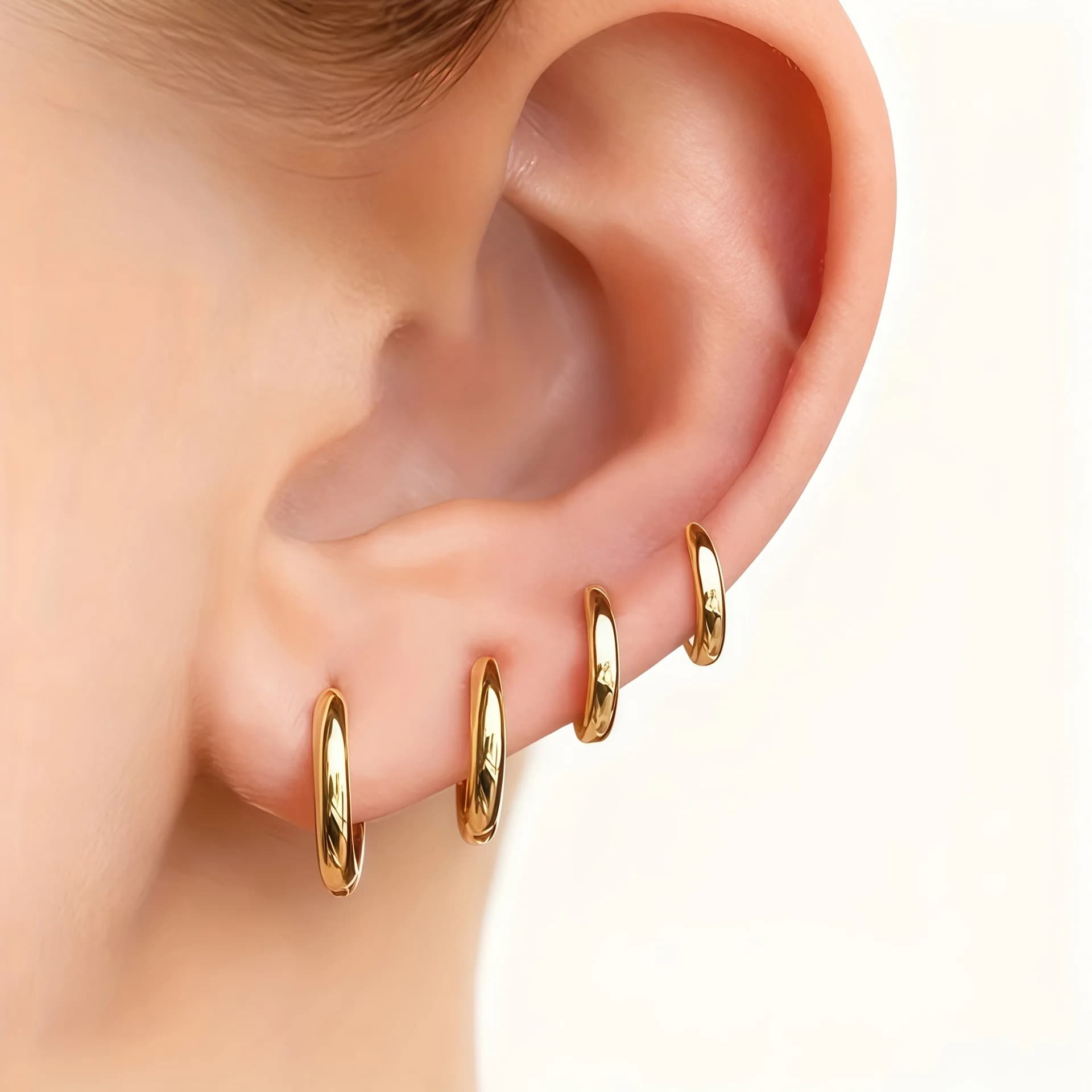 4 paires d'anneaux d'oreilles en titane plaqué or, hypoallergéniques, faciles à poser, accessoires d