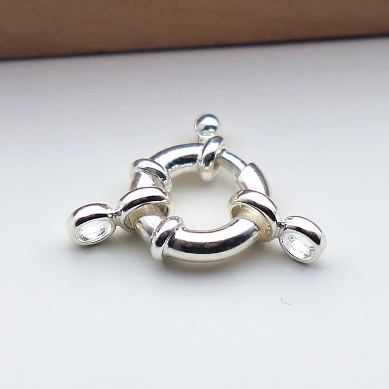 1 pièce Fermoir de collier en argent sterling 925 massif, ressort 10/12/14mm avec anneau marin mobil