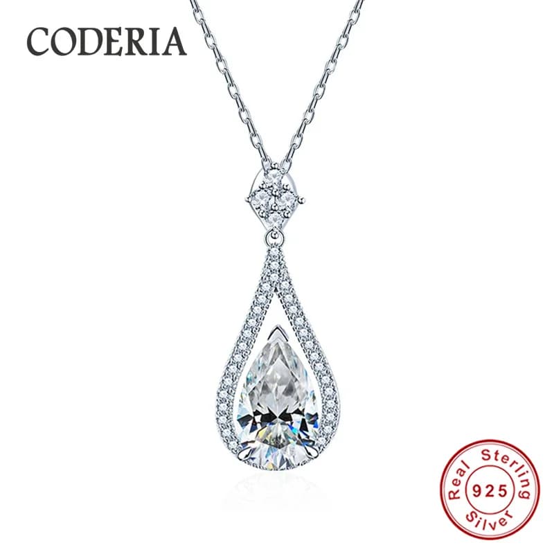 Collier Moissanite couleur poire pour femmes, 1CT, pendentif en or blanc 18 carats, diamant de labor