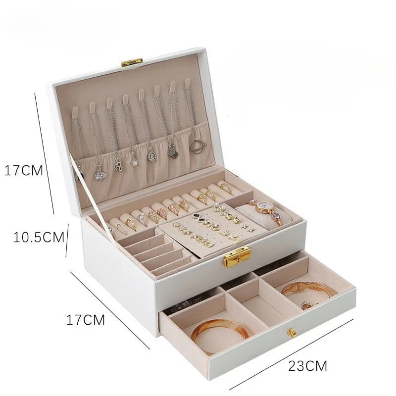 Boîte à bijoux haut de gamme avec grande capacité et design raffiné pour colliers, bracelets, boucle