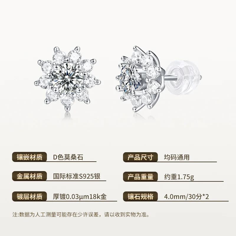 Bijoux de luxe en argent sterling S925, boucles d'oreilles en moissanite pour femmes, cadeau de sain