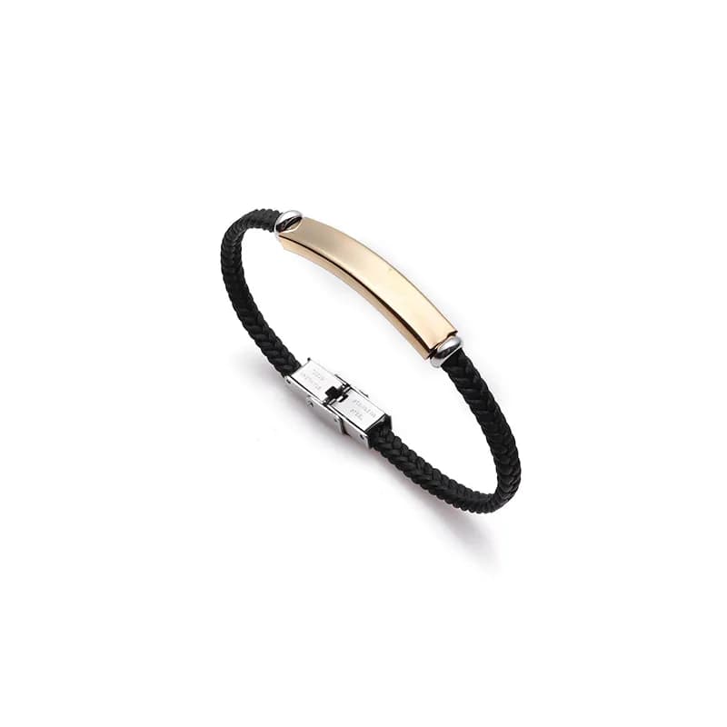 Bracelet en cuir tissé pour hommes, gravure personnalisée, nom, tendance, loisirs, couleur contrasté