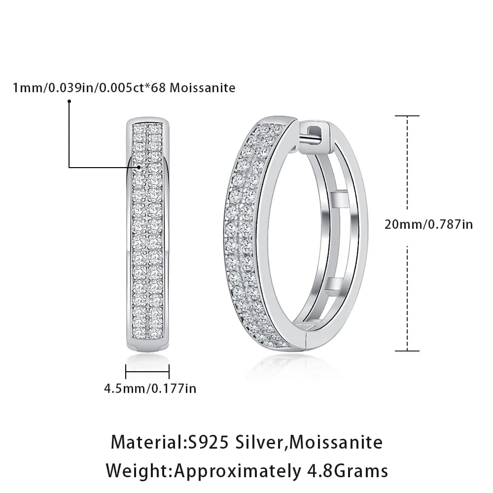 M-JAJA – boucles d'oreilles en Moissanite de 20mm, en argent 925 pour femmes, pour fête de mariage, 