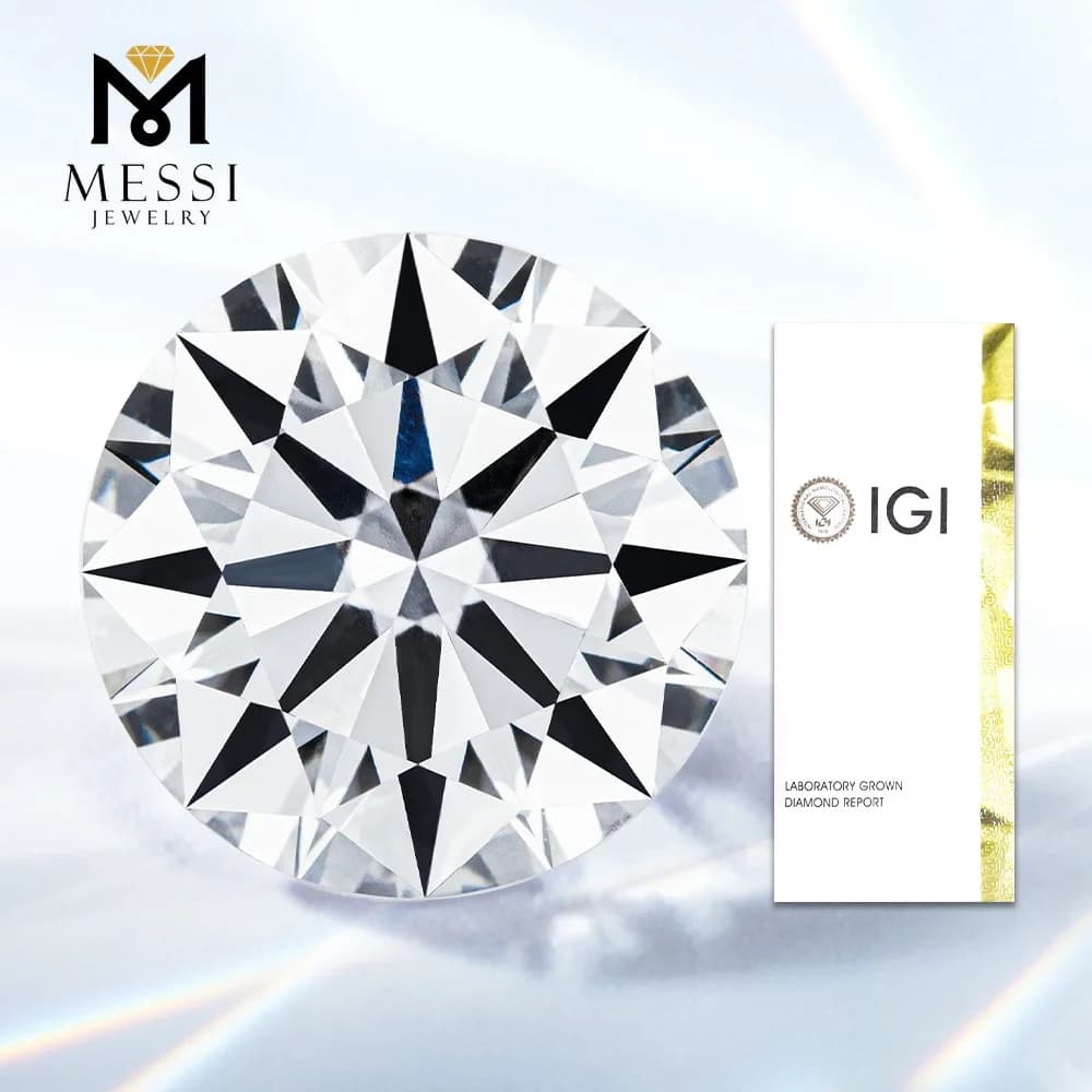 Bijoux Messi avec certificat IGI, diamants ronds de laboratoire de 1 ct, 1,5 ct, 2 ct, 2,5 ct, 3 ct,