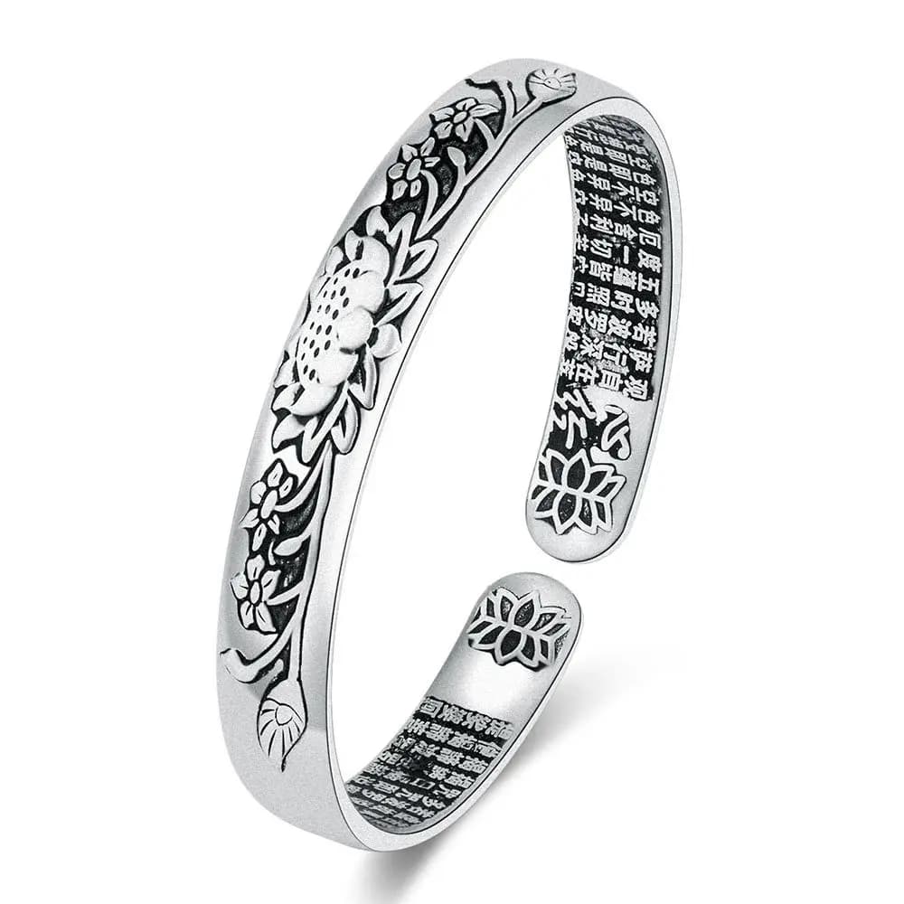 Bracelet réglable en argent S925, feuilles de Lotus, fleur, bracelet redimensionnable pour femmes, f