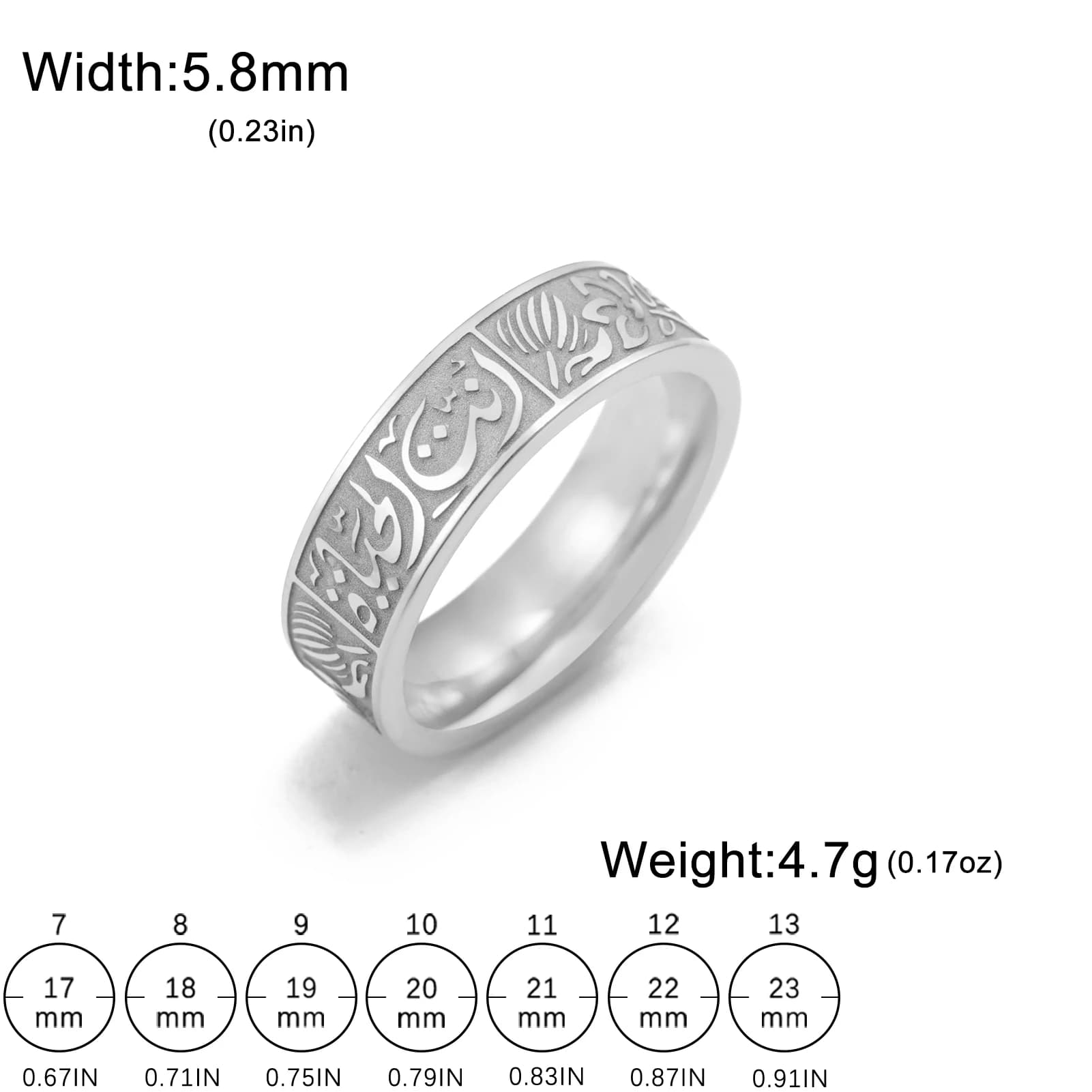 Bague Vintage avec symbole de calligraphie arabe, en acier inoxydable, pour hommes et femmes, anneau
