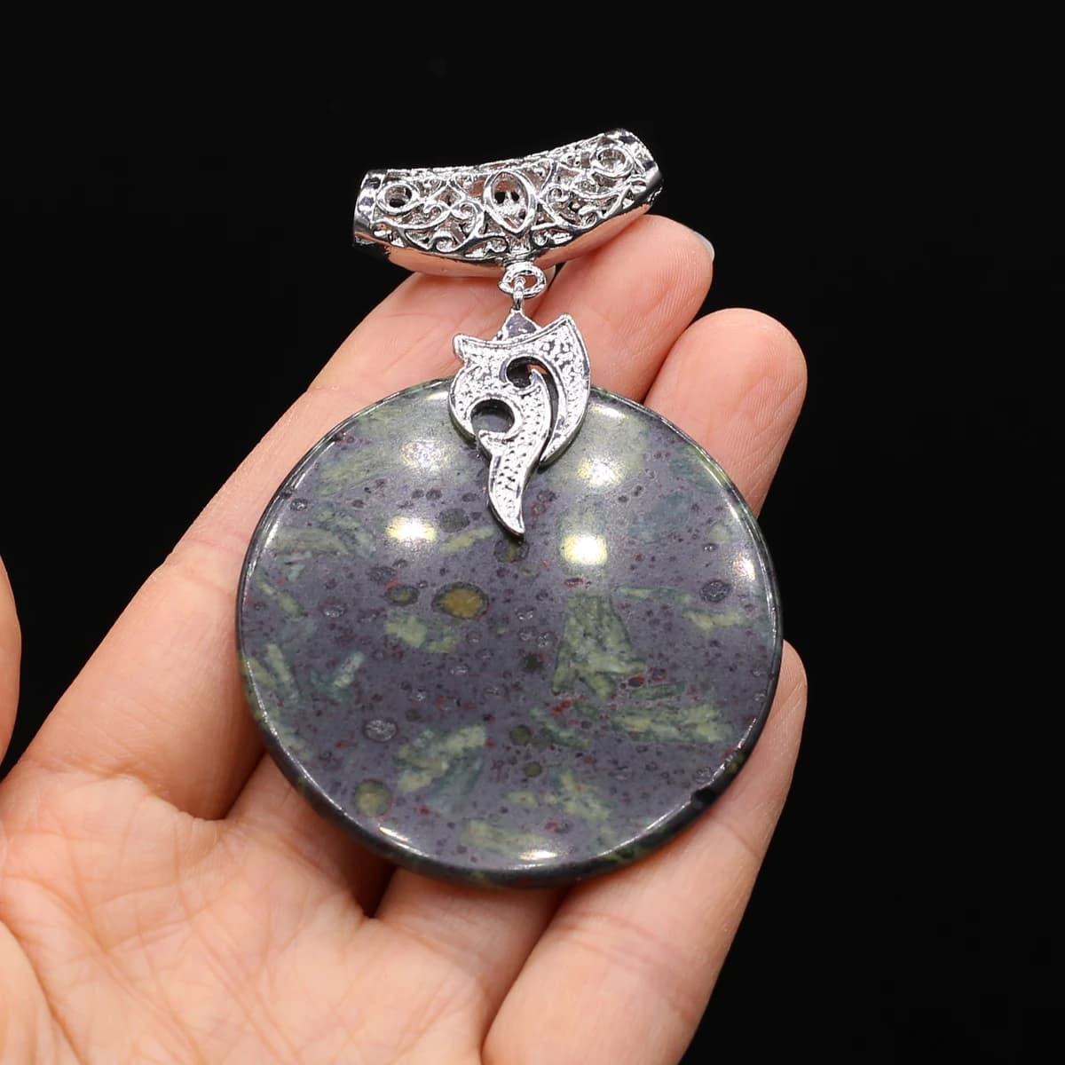 Pendentif Rond en Pierre Naturelle Exquise pour Collier, Breloques de Bijouterie, Accessoire de Bric