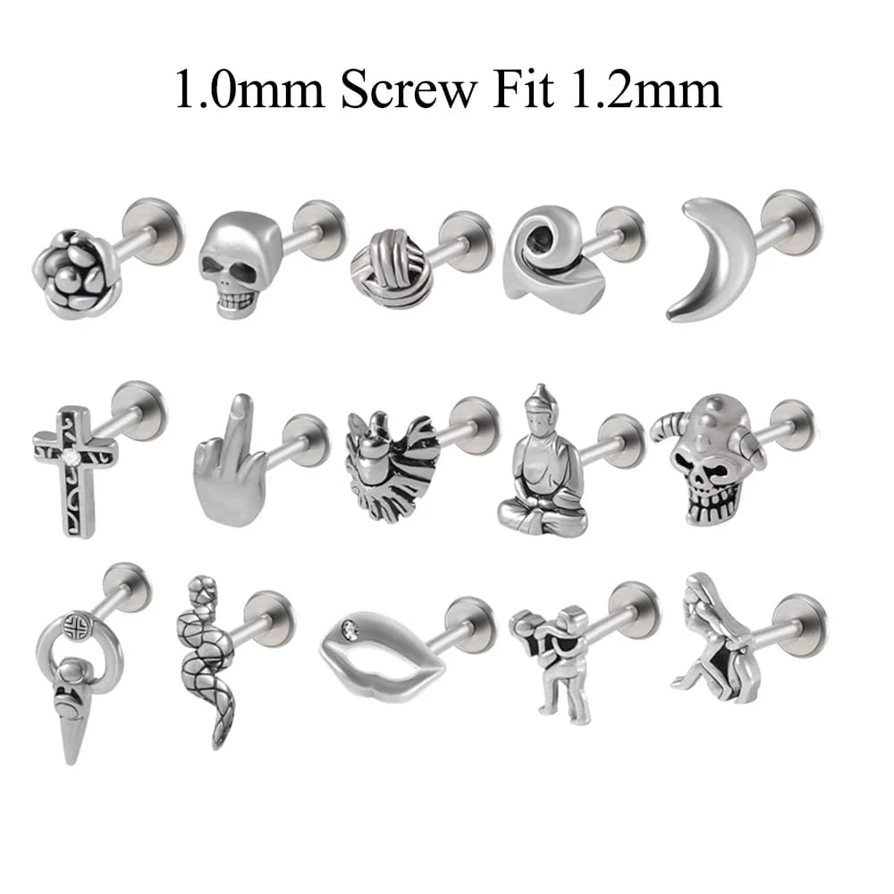 Gros acier chirurgical couleur or plaqué Labret cristal CZ Helix Tragus Cartilage clous d'oreille fi