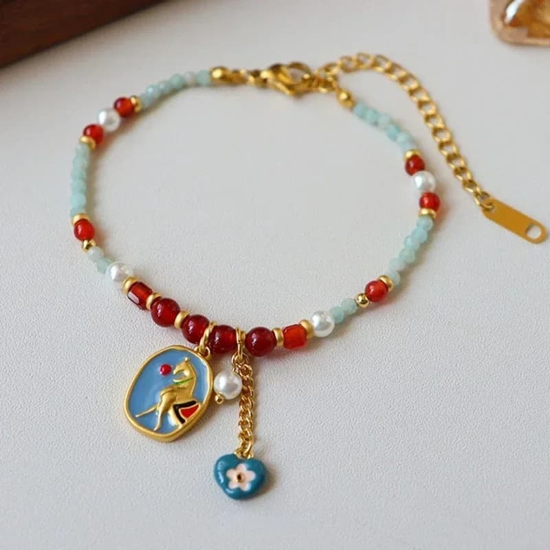 Bijoux à la mode Vintage tempérament coloré perle chaîne collier boucles d'oreilles pour femmes fill
