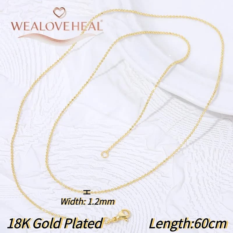 Chaîne en laiton plaqué or 18 carats de 60 cm, largeur 3 mm, pour hommes et femmes, accessoires de c