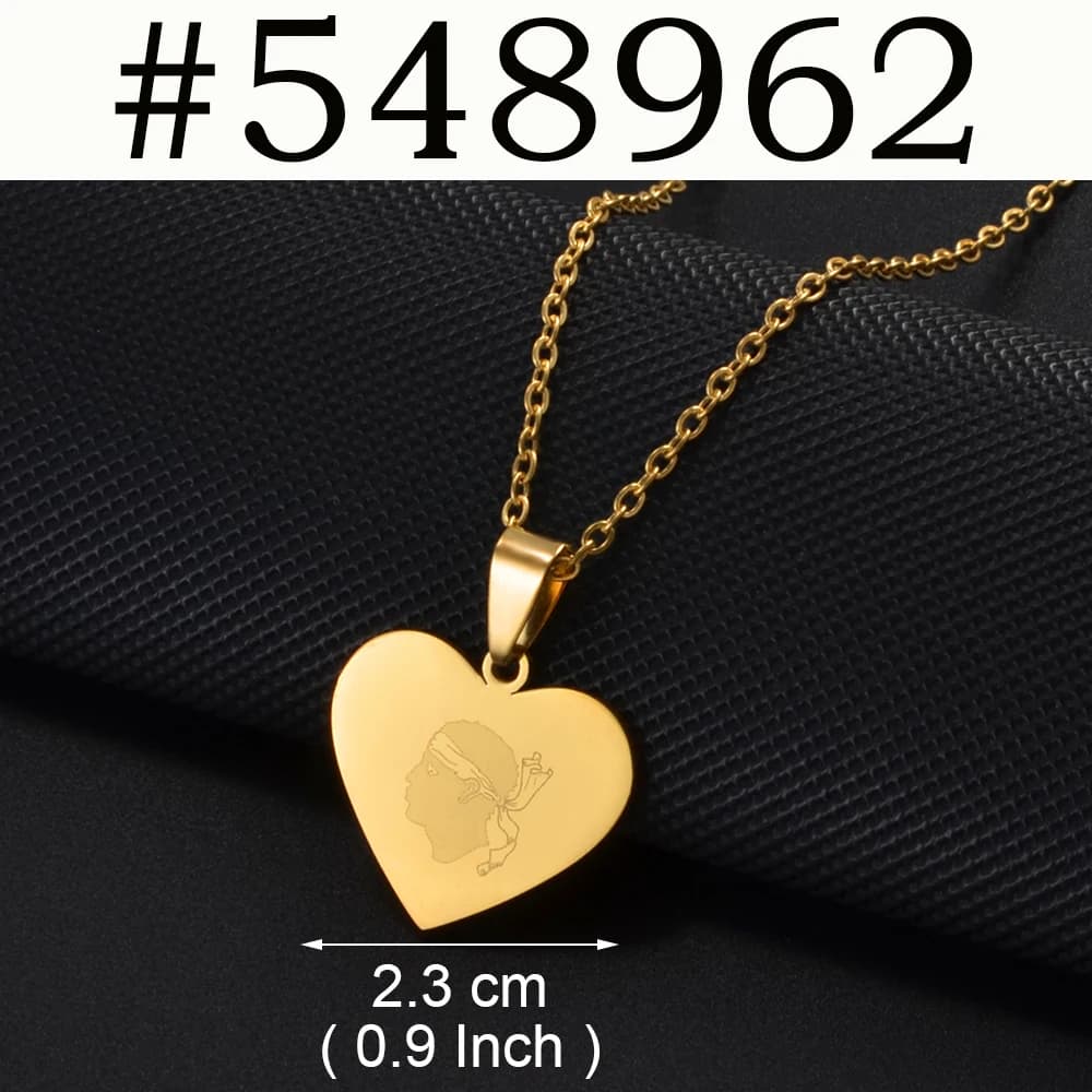 Colliers avec pendentif style Corse et Sardaigne pour femme, en acier inoxydable, bijoux La Corse Fr