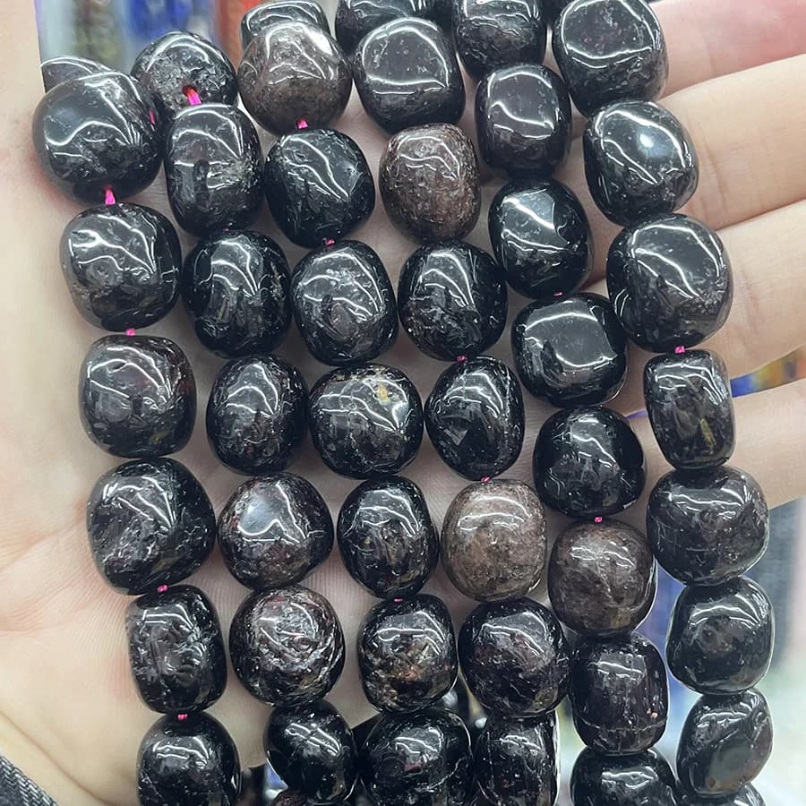 Perles en grenat rouge naturel, irrégulières, à facettes, pour la fabrication de bijoux, collier et 