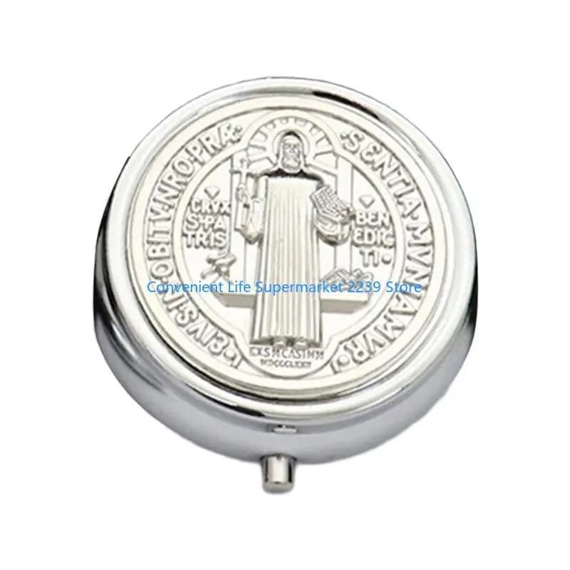 Caisse à bijoux multifonctionnelle récipient souvenirs en métal avec le miroir pour les religieux