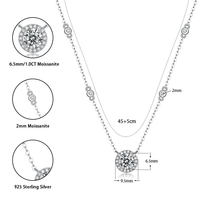 M-JAJA 1ct Halo Moissanite pendentif collier pour femmes S925 en argent Sterling diamant collier ras