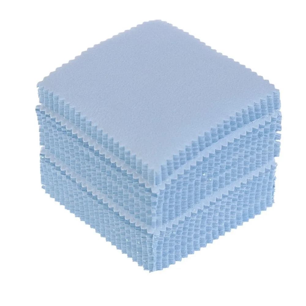 50 chiffons de nettoyage pour bijoux 8x8cm, réutilisables, en tissu doux, pour polir l'argent, non t
