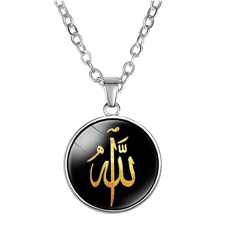 Collier pendentif islamique Allah Shahada en verre, collier arabe musulman pour hommes et femmes, bi