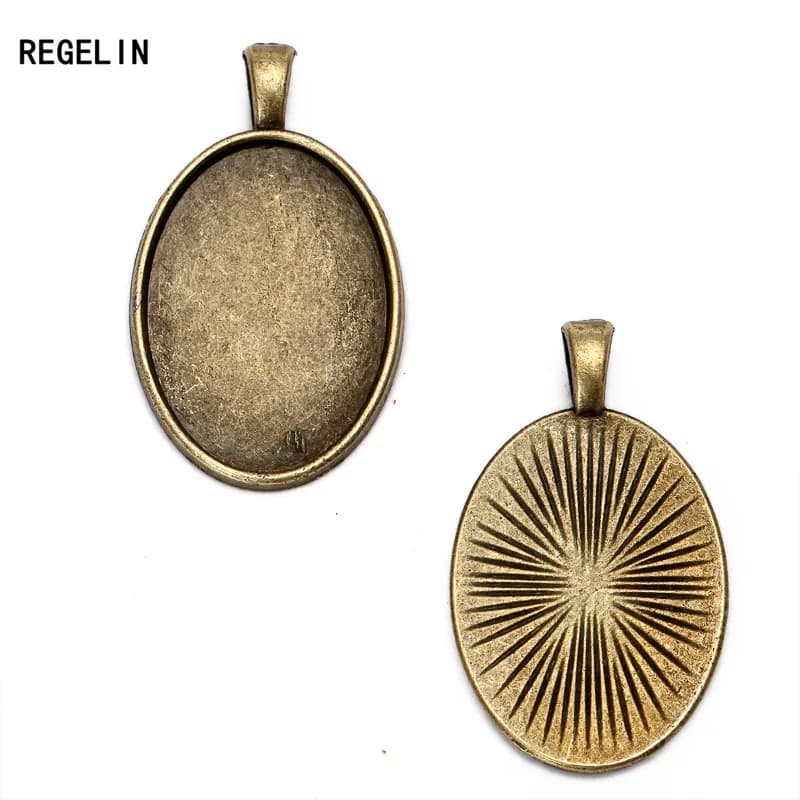 REGELIN – plateau à bijoux en Bronze Antique/métal argenté et cuivre, Cabochon ovale 18x25mm, 10 piè