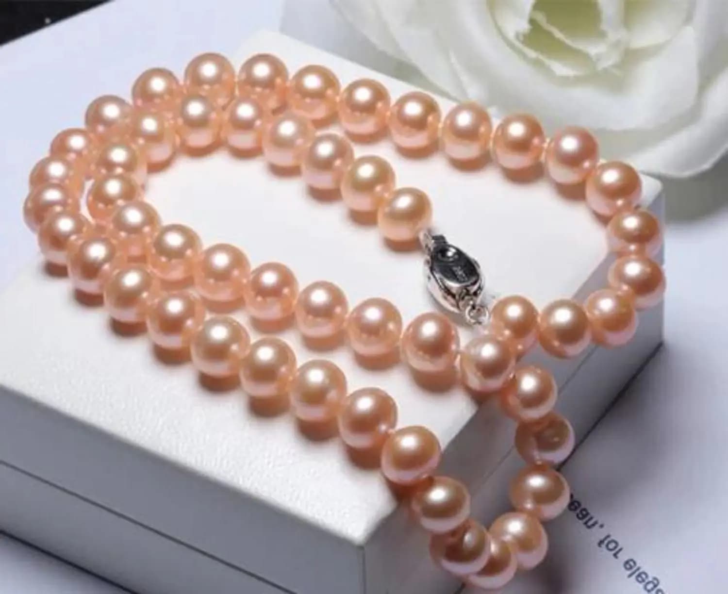Collier de Perles Roses Naturelles de la Mer du Sud, Noué à la Main, Robuste, Magnifique, 8-9mm, 16/