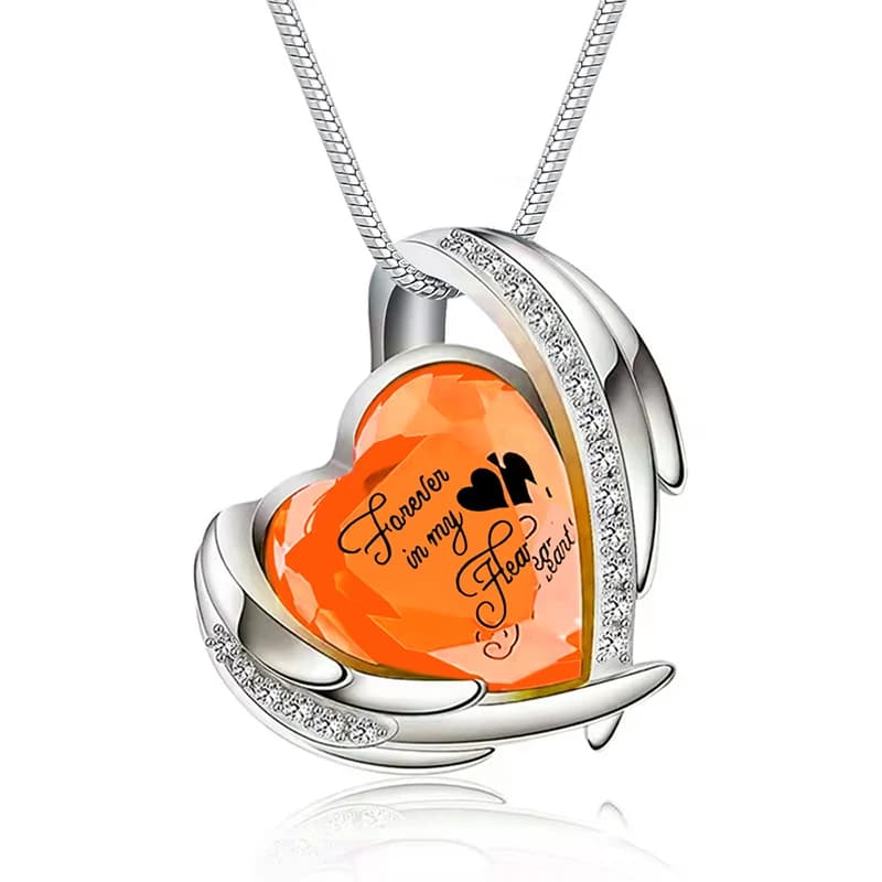 Collier d'urne de coeur de crémation commémorative, belles cendres d'aile d'ange, bijoux pour chérir