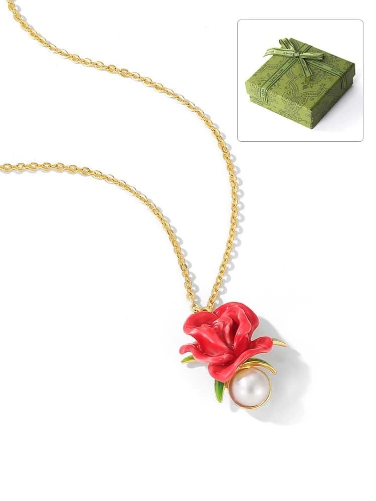 Collier de perles de Rose rouge de raisin juteux pour femmes, collier de fleur de Rose douce et élég